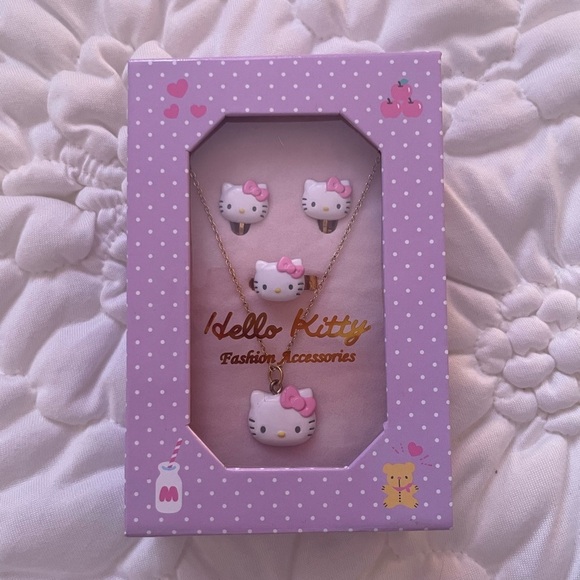 Hello Kitty Accessories - Official Sanrio Hello Kitty Pink Necklace and Earrings Set